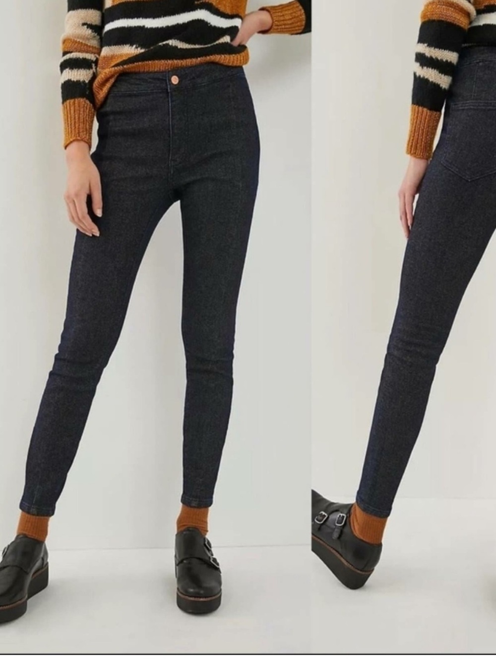 Anthropologie Pilcro Dark Blue Metallic Shimmer High Rise Denim Legging Size 29